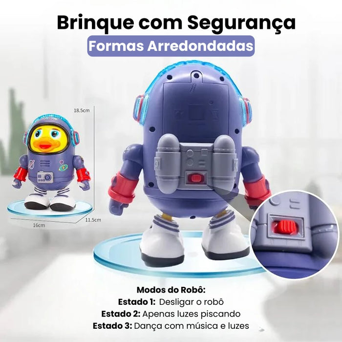 Pato de Brinquedo Musical – Robô Dançante com Efeitos Luminosos  Pato Baby - Robô Astronauta Dançante com Efeitos Luminosos e Música  espaço...  dançando  caminha  Brinquedos Infantis Cantando E Dançando Espaço Pato Swing Robo Elétrico Meninas e Meninos  Brinquedos de pato robô elétrico para crianças  Brinquedos  Brinquedo musical interativo elétrico com luzes e sons, brinquedo de pato para bebês, elementos de espaço robô para bebês, presentes para crianças