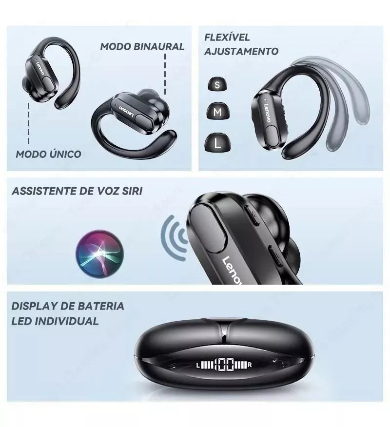 Fone Ouvido Bluetooth 5.3 Lenovo Xt80 Tws Microfone Esportes no Shoptime